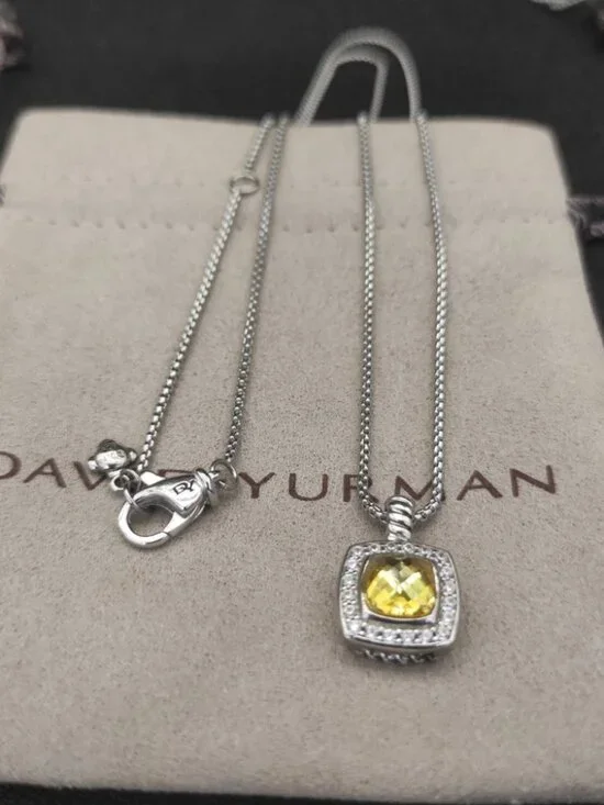 David Yurman 925Silver Necklace with Citrine Gem - Picture 1 of 4